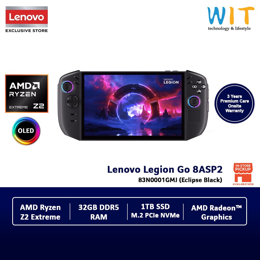 Lenovo Legion Go 8ASP2 83N0001GMJ (AMD Ryzen Z2 Extreme/32GB RAM /1TB SSD /8.8" WUXGA OLED & Touch /W11 /3 Yrs Warranty
