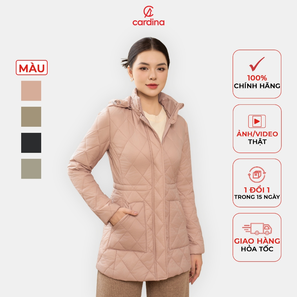 Áo phao nữ CARDINA chất liệu chần bông cao cấp chống nhăn mềm mại trần bông nhẹ giữ nhiệt tốt 4PLF01