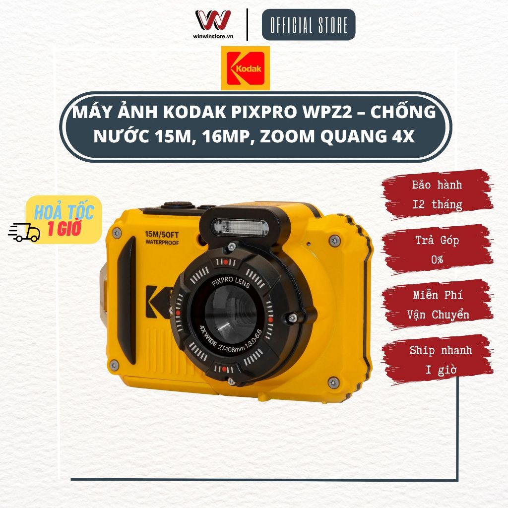 Máy ảnh digital camera Kodak Pixpro WPZ2 – Chống nước 15m, 16MP, Zoom quang 4x - Hàng Chính Hãng | Shopee Việt Nam