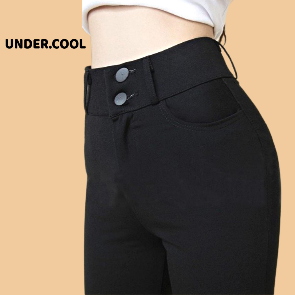 Quần Legging Nữ Cạp Cao Hai Khuy Khóa Trước UNDERCOOL UMI ưng cạp cao Siêu Co giãn 2 Túi trước, 2 túi sau QD06