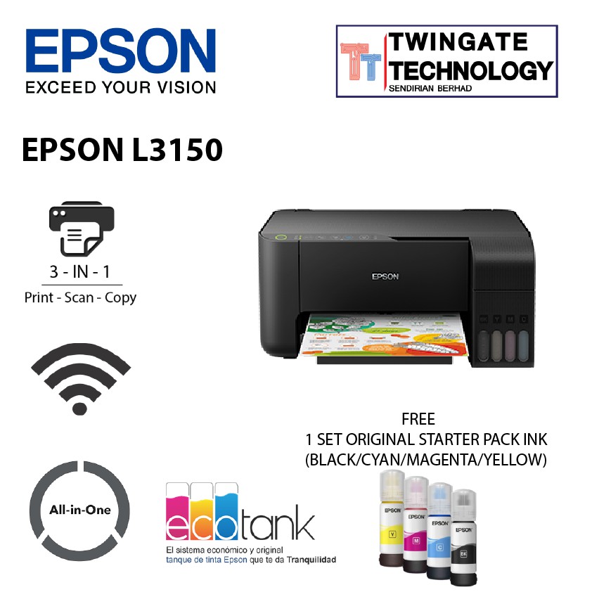 Epson EcoTank L3150 Wi-Fi All-in-One Ink Tank Printer
