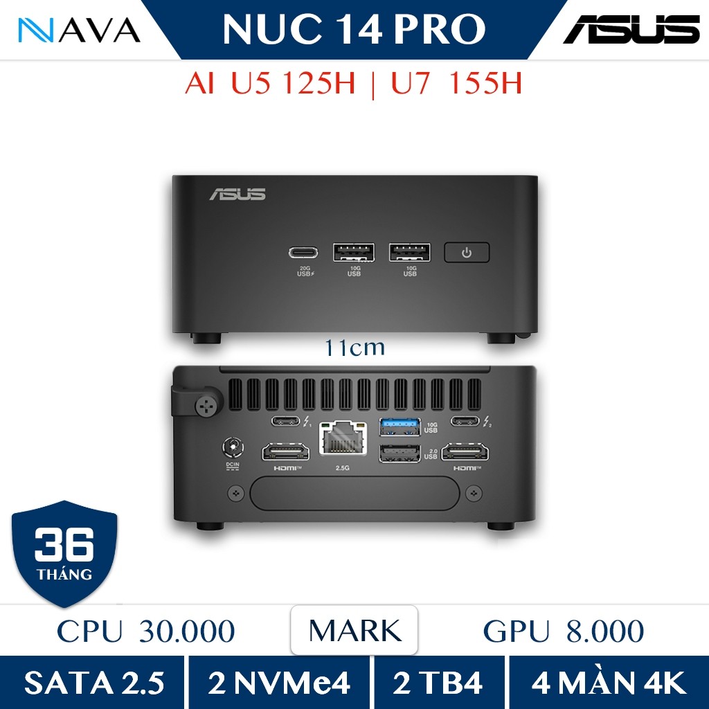 Mini PC ASUS NUC 14 PRO Intel AI Core Ultra 7 155H U5 125H DDR5 NUC14RVH Revel Canyon | Shopee Việt Nam