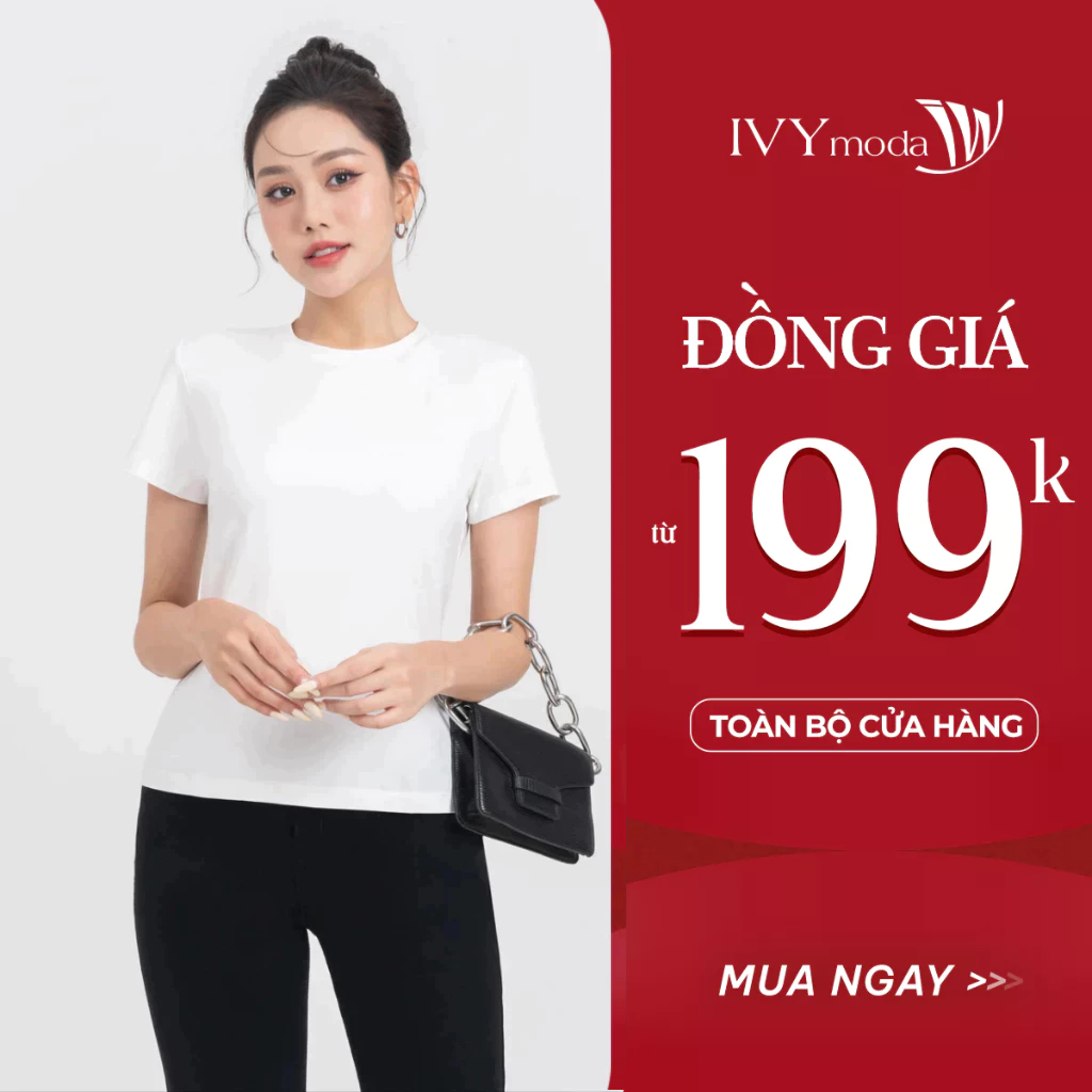 Áo thun basic cổ tròn IVY moda MS 57P0092