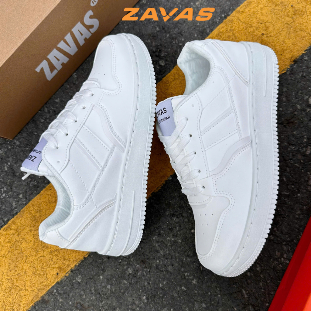 [ FORM BÉ TĂNG 1 SIZE ] Giày thể thao nữ trắng ZAVAS bằng da phong cách giày sneaker - Z79