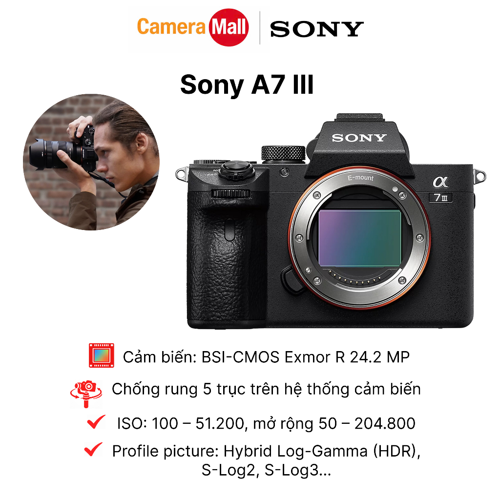Sony A7 III – Full-Frame 24.2MP, Chống Rung 5 Trục, Eye AF, Quay 4K – Chính Hãng | Shopee Việt Nam