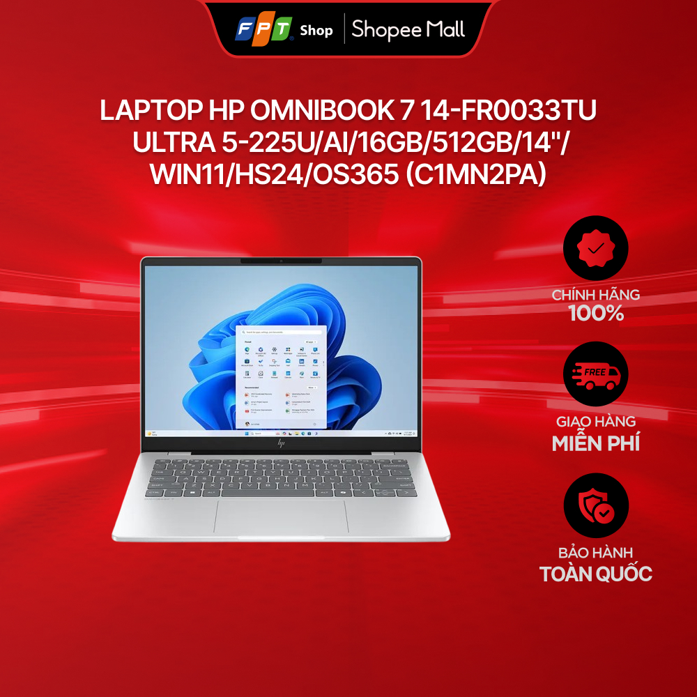 Laptop HP OmniBook 7 14-fr0033TU Ultra 5-225U/AI/16GB/512GB/14"/Win11/HS24/OS365 (C1MN2PA) | Shopee Việt Nam
