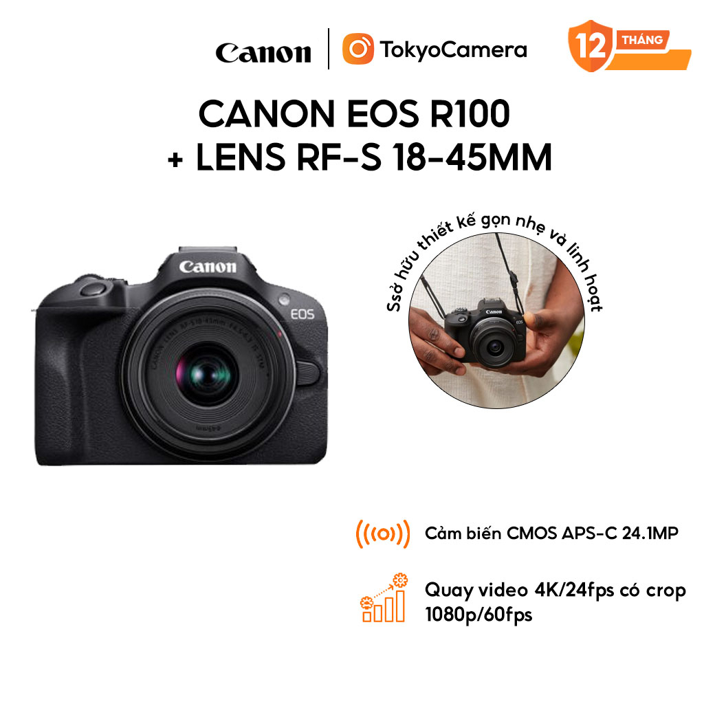 Máy ảnh Canon EOS R100 + Lens RF-S 18-45mm hàng chính hãng bảo hành 24 tháng | Shopee Việt Nam