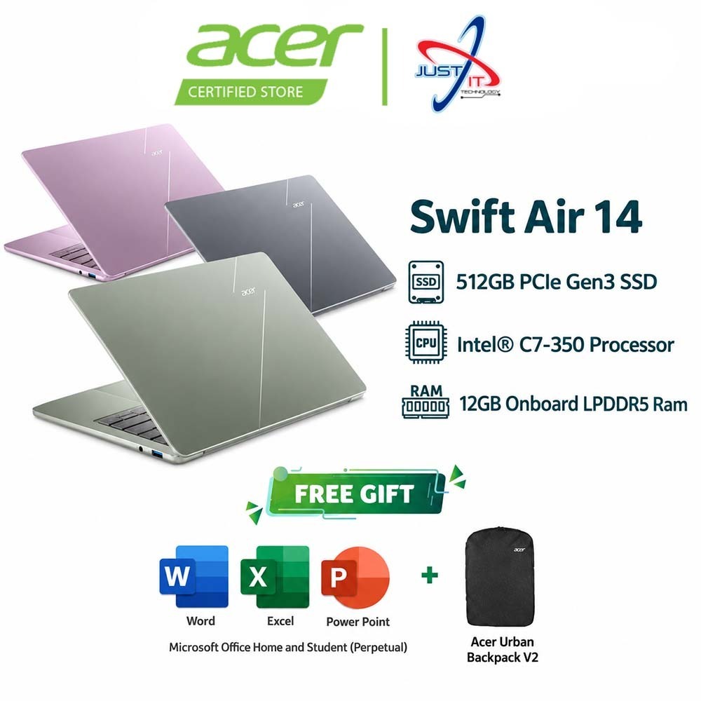 ACER SWIFT AIR 14 SFA14-I31-73PZ / SFA14-I31-74EC / SFA14-I31-7917 14" LAPTOP ( C7-350 12GD5 512SSD / W11H / OPI )