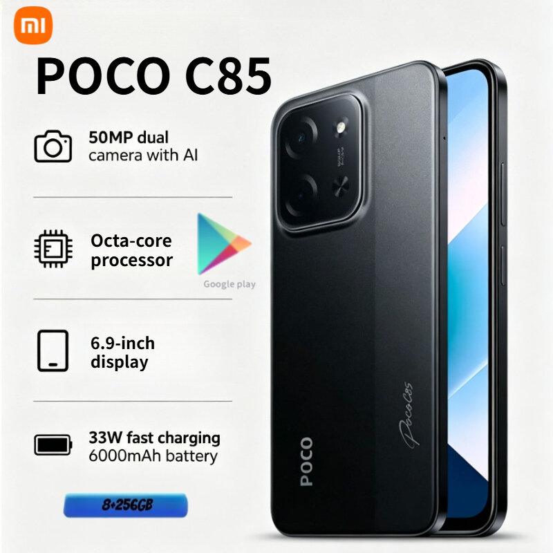 Xiaomi | The new 2026 POCO C85 smartphone: 6.9-inch 120Hz LCD display 6000mAh battery 33W fast charging 8GB+256GB storage