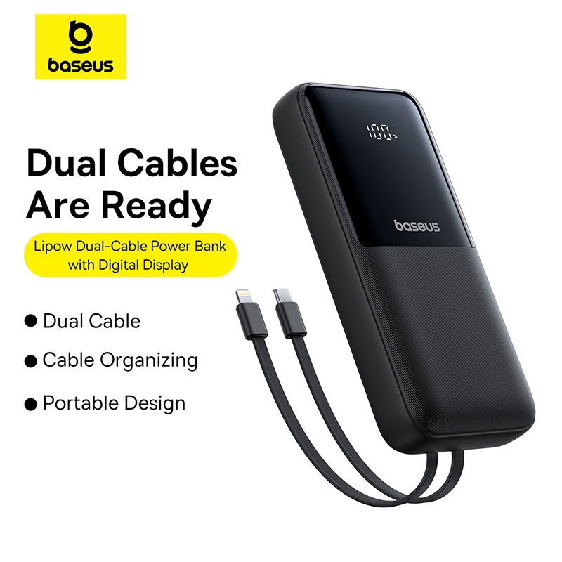 Baseus Lipow Dual-Cable Power Bank with Digital Display (22.5W)