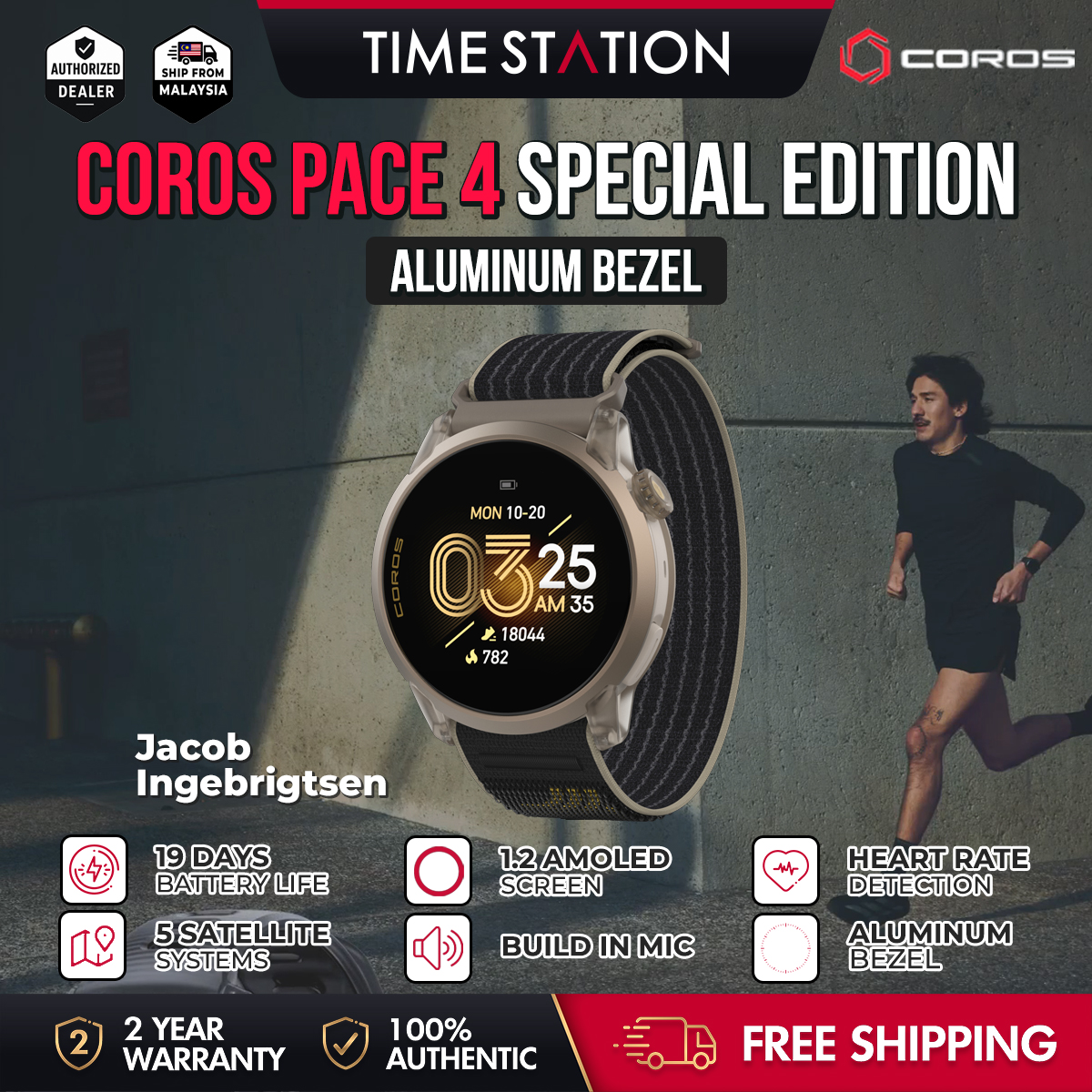 COROS PACE 4 Aluminum Bezel GPS Sport Watch Sync to Strava Jam Smart Watch Running Gym Outdoor GPS Tracker Smartwatch