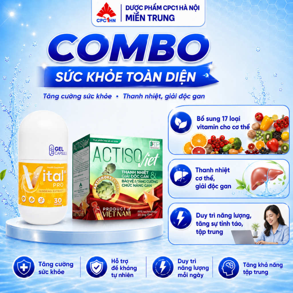 [Combo Khỏe Toàn Diện] ACTISO VIET & Viên Uống Vital Pro Lọ 30 Viên - Hỗ Trợ Thanh Nhiệt Gan, Tăng Sức Đề Kháng | Shopee Việt Nam