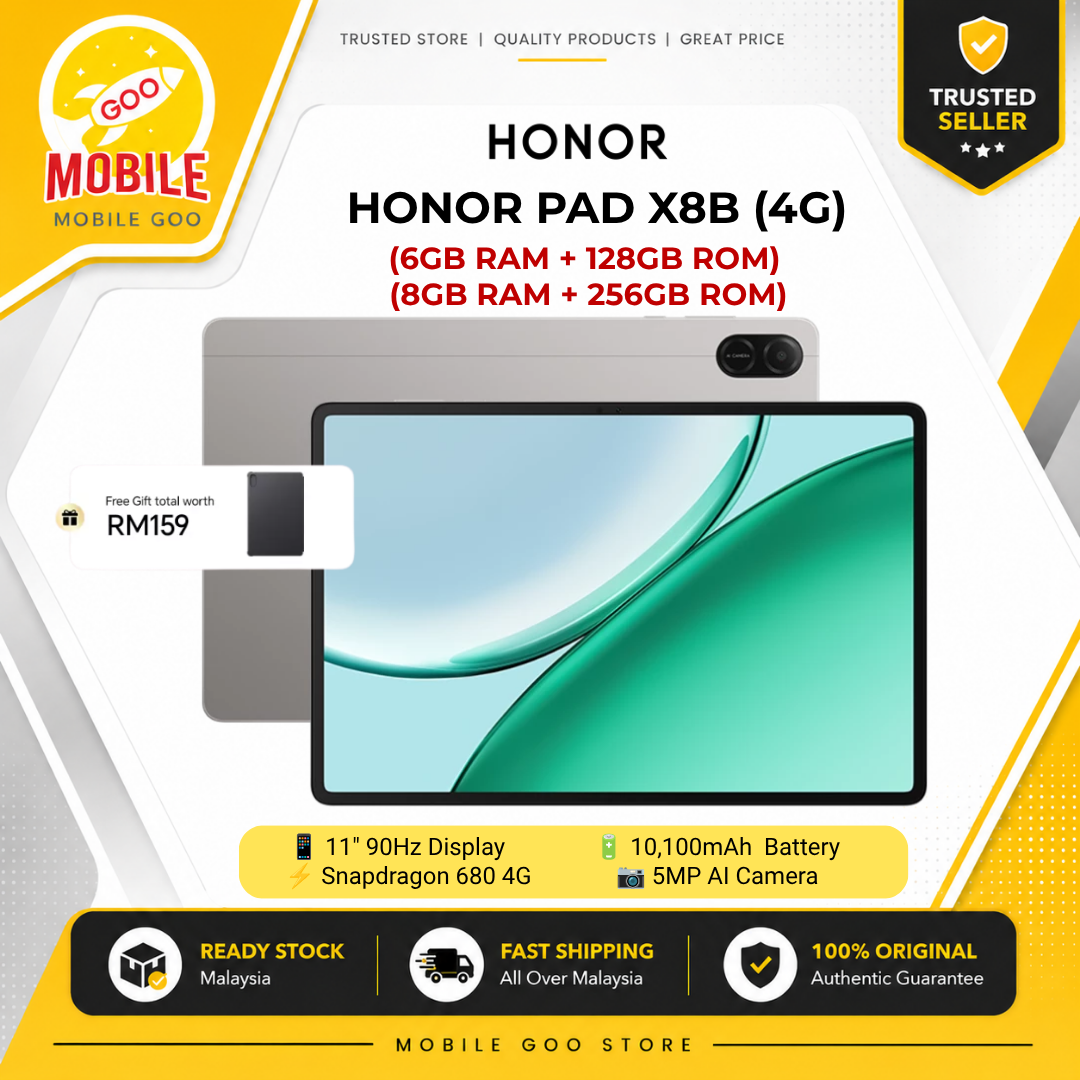 HONOR Pad X8b LTE 11" Tablet | 6GB RAM + 128GB ROM / 8GB RAM + 256GB ROM | Snapdragon 680 | 10100mAh Battery | Fast Delivery | 1 Year Warranty
