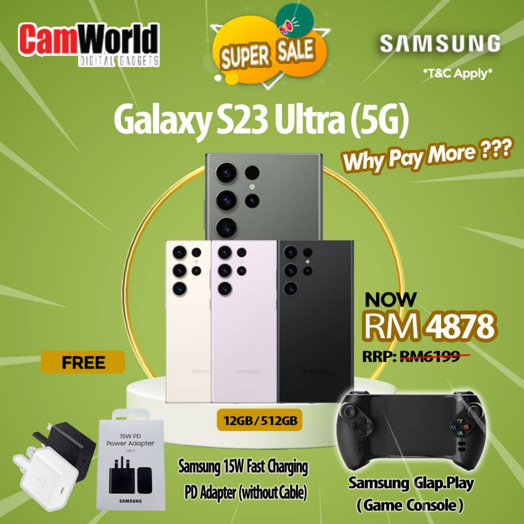 Samsung Galaxy S23 Ultra 5G ( SM-S918 ) ( 12GB + 512GB ) With Glap & 15W