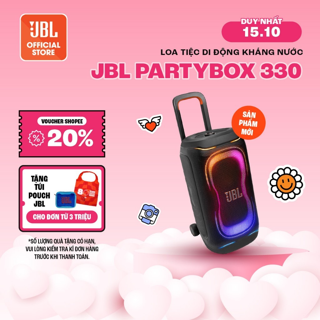 JBL PartyBox 330 - Bùng nổ lên đến 18 giờ chơi nhạc - Kháng nước "chuẩn chỉnh", không sợ mưa rơi - Hàng chính hãng | Shopee Việt Nam