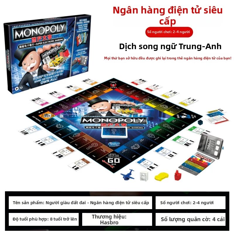 Hasbro | Trò Chơi Bàn Cờ Monopoly Classic Ngân Hàng Điện Tử