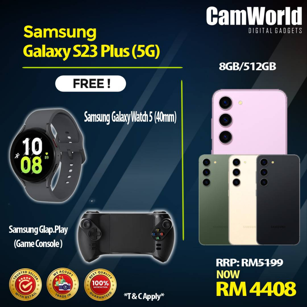 Samsung Galaxy S23+ / S23 PLUS 5G ( SM-S916 ) ( 8GB + 512GB ) With Glap , Watch 5