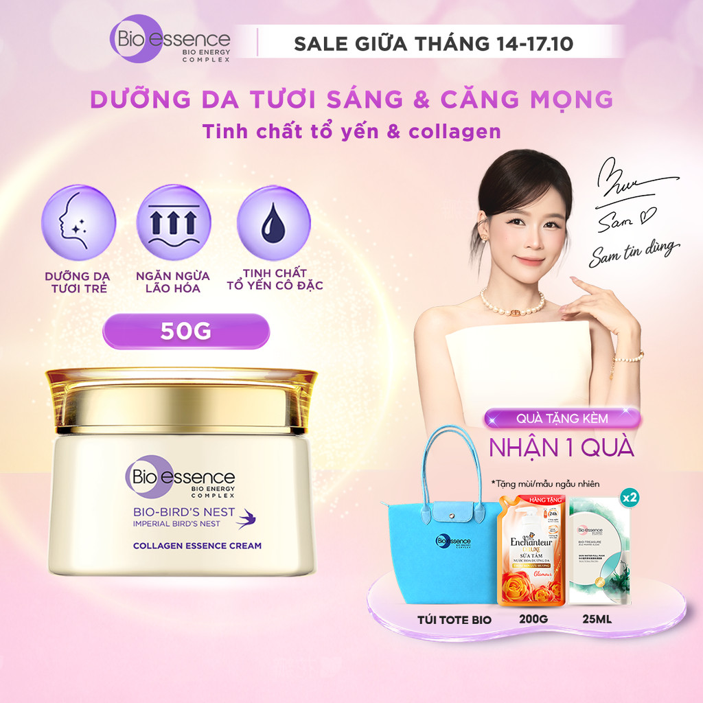 Kem dưỡng da tươi sáng căng mọng Bio-Essence Bio-Bird's Nest Collagen Essence Cream 50GR