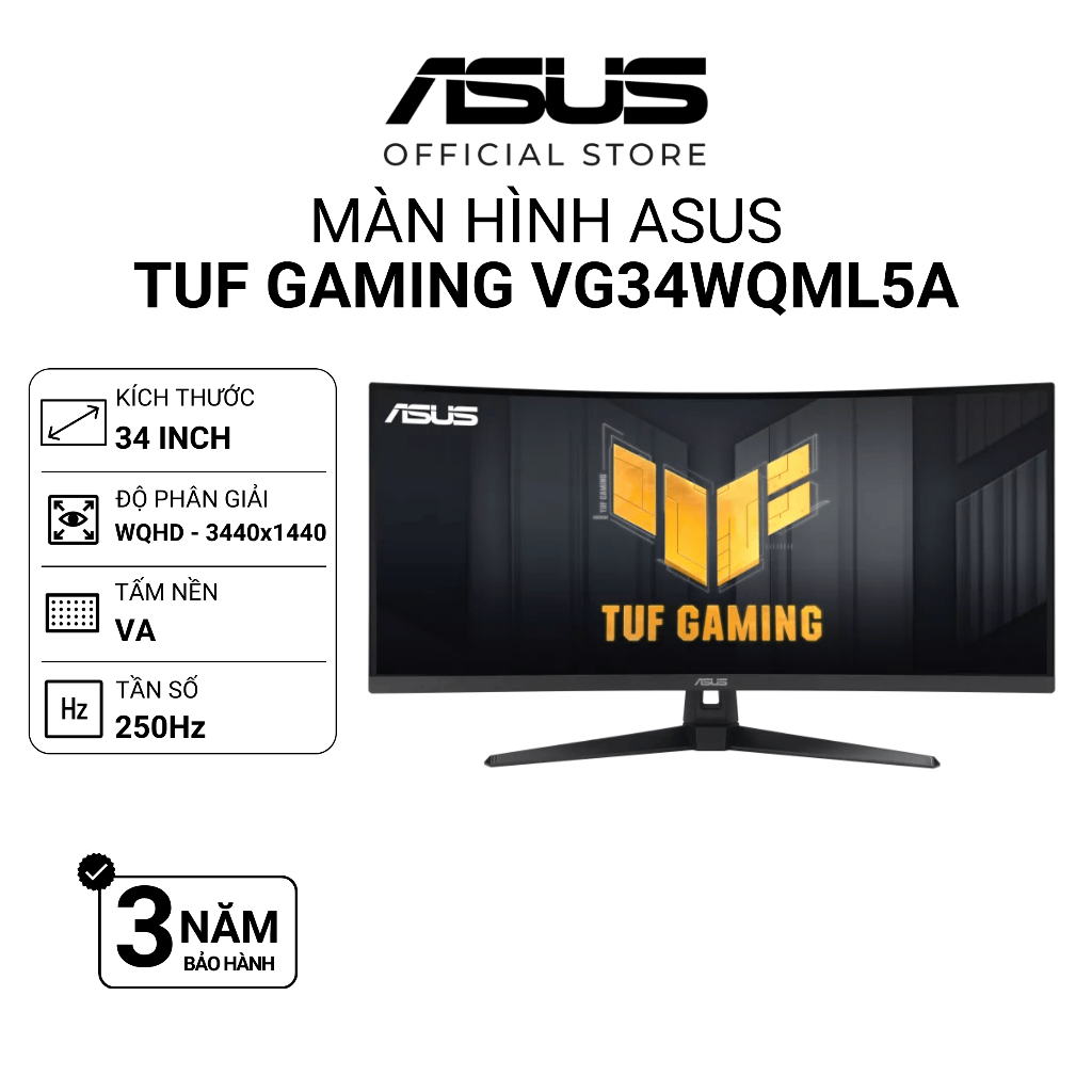 Màn hình Gaming ASUS TUF VG34WQML5A 34 inch | VA | WQHD | 0.5ms | 250Hz | Cong | Speaker | Shopee Việt Nam