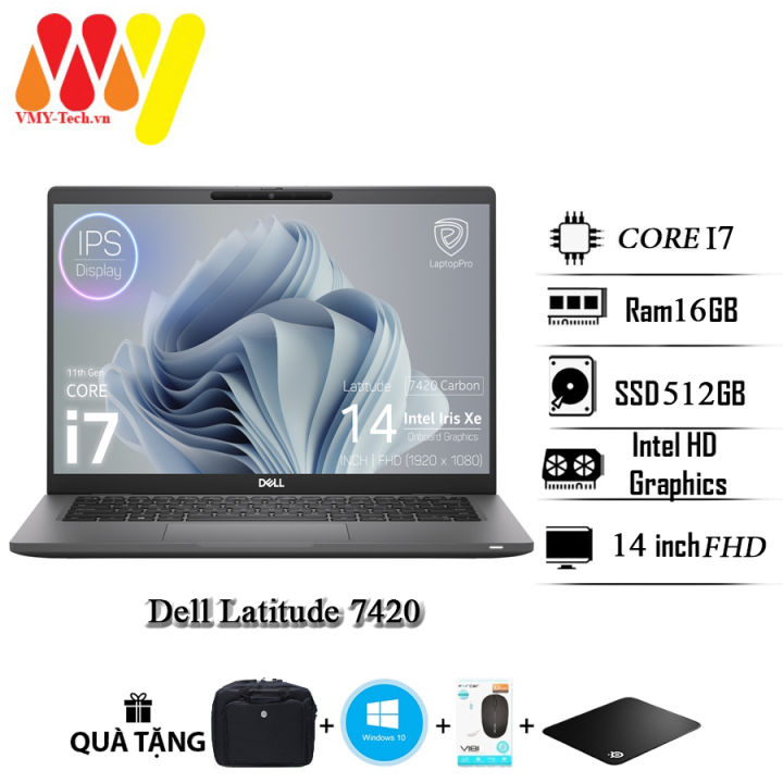 Laptop Dell Latitude 7420 dùng cho văn phòng, sinh viên, Core i7-1185G7, Ram 16GB, SSD 512GB, Màn hình 14inch Full HD, tặng kèm bộ quà tặng cao cấp | Lazada Việt Nam