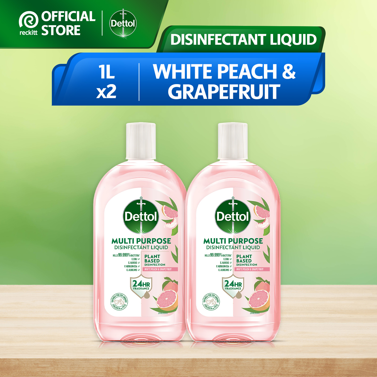 Dettol Plant-Based Multipurpose Disinfectant Liquid 1L Bundle of 2