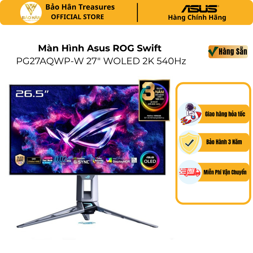 Màn Hình Gaming ASUS ROG Swift OLED PG27AQWP-W (26.5 inch - OLED - 2K - 540Hz - 0.02ms) - Hàng Chính Hãng | Shopee Việt Nam