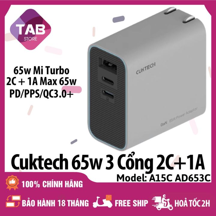 Sạc Cuktech 67w 65W 3 Cổng 2C+1A GAN PD/PPS/QC3+ A15C AD653C Chính Hãng - Bảo Hành 18 Tháng | Lazada Việt Nam