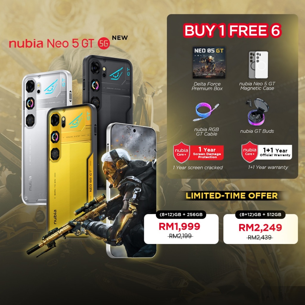 [New] nubia Neo 5 GT 5G Built-in Cooling Fan 1.5K 144Hz AMOLED 6210mAh 80W 550Hz Neo Triggers 5.0