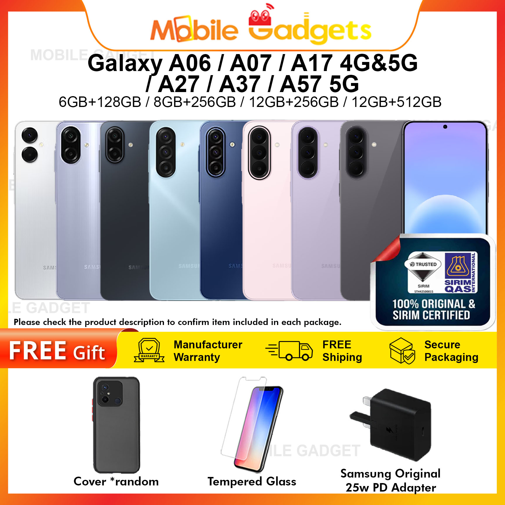 Samsung Galaxy A06 / A07 / A17 4G & 5G / A27 / A37 / A57 5G | 1 Year Samsung Warranty