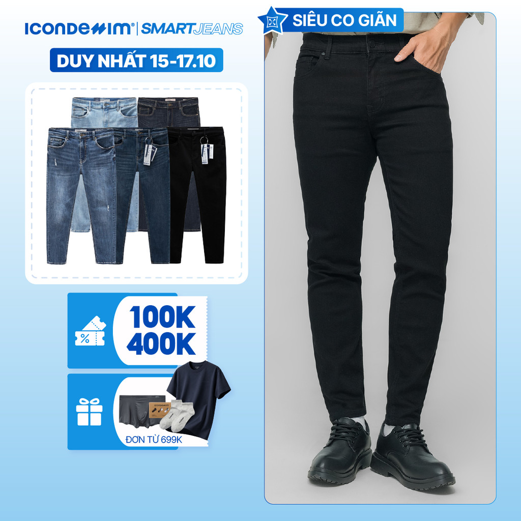 Quần jeans nam cao cấp ICONDENIM, quần bò smart fit tôn dáng , siêu co giãn 4 chiều, SMARTJEANS | Shopee Việt Nam