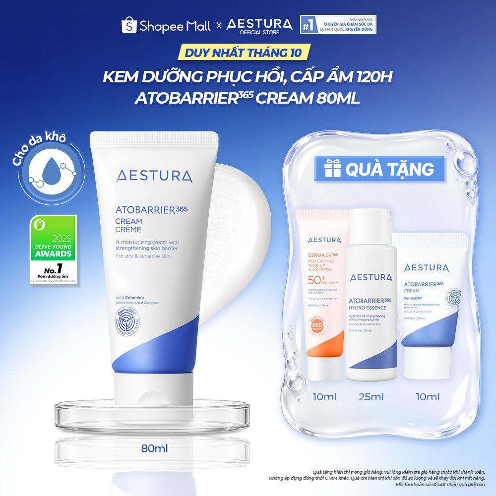 Kem dưỡng ẩm phục hồi và củng cố hàng rào bảo vệ da AESTURA ATOBARRIER365 Cream 80ml