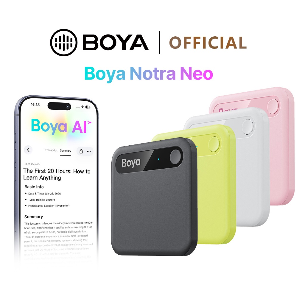 BOYA Notra Neo Voice Recorder AI Transcription Tóm tắt Công tắc ghi âm tự động | Shopee Việt Nam