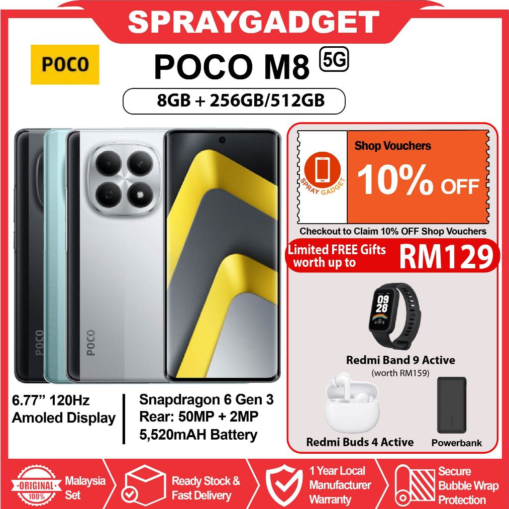 [NEW] POCO M8 5G (8+256GB/ 8+512GB)  3D-curved design l Snapdragon 6 Gen 3 l 50MP Al Dual Camera System