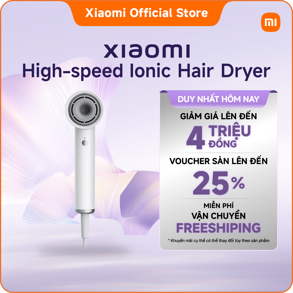 Xiaomi High-speed Ionic Hair Dryer | Sấy khô mái tóc dài ngang vai trong 3 phút* | 110.000 vòng/phút* Tốc độ động cơ | Shopee Việt Nam