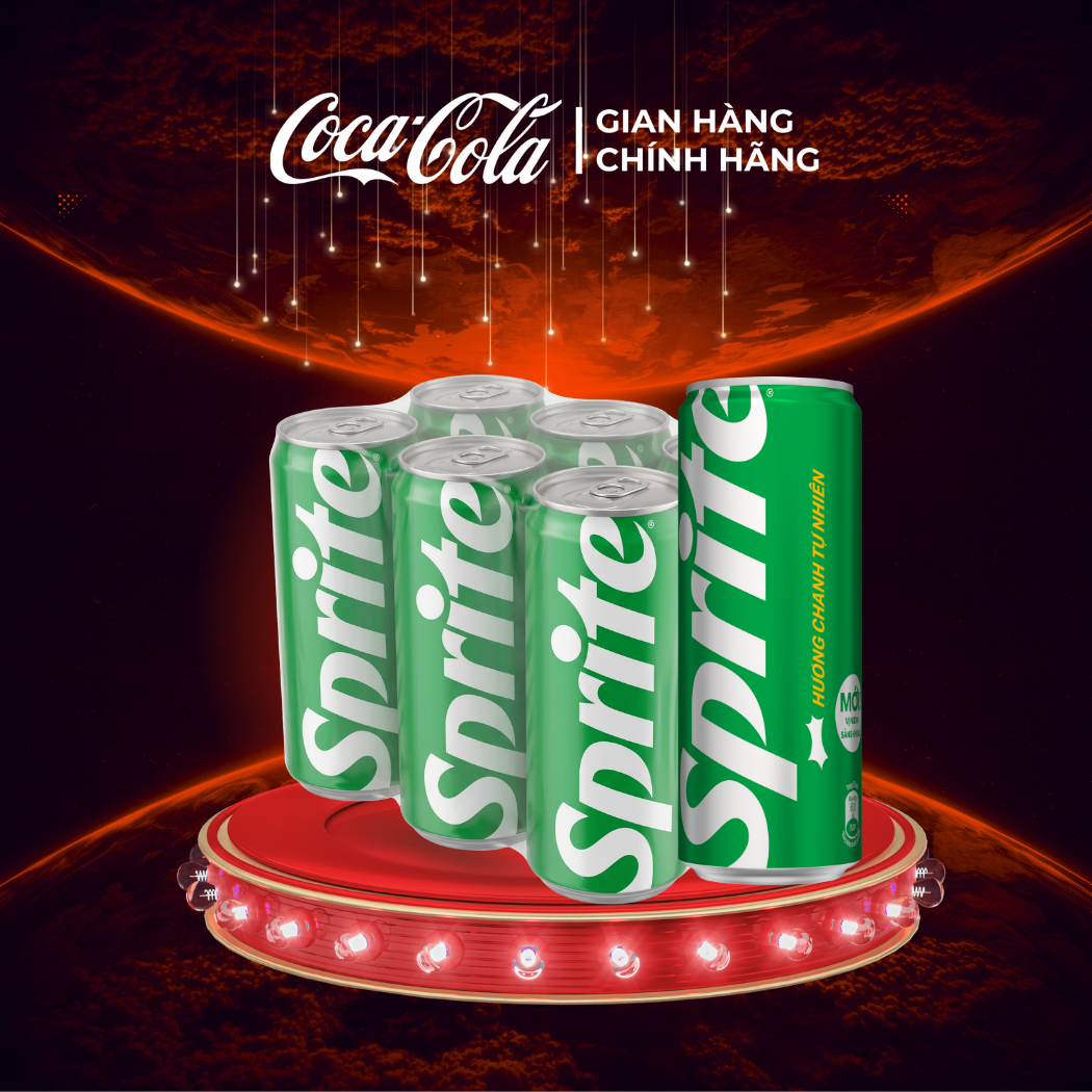 [SIÊU SALE ] Lốc 6 Lon Nước Ngọt Giải Khát Có Gas Sprite Hương Chanh 320ml/Lon Sale 15.10 Coca-Cola Chính Hãng_LD