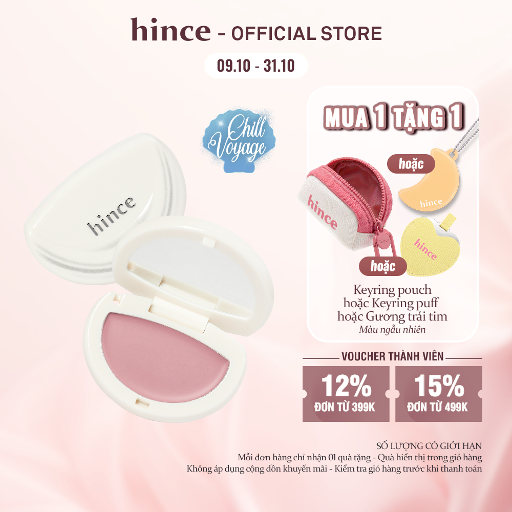 [NEW] Má hồng kem hiệu ứng blur làm mờ lỗ chân lông hince Half-Moon Cheek 3g