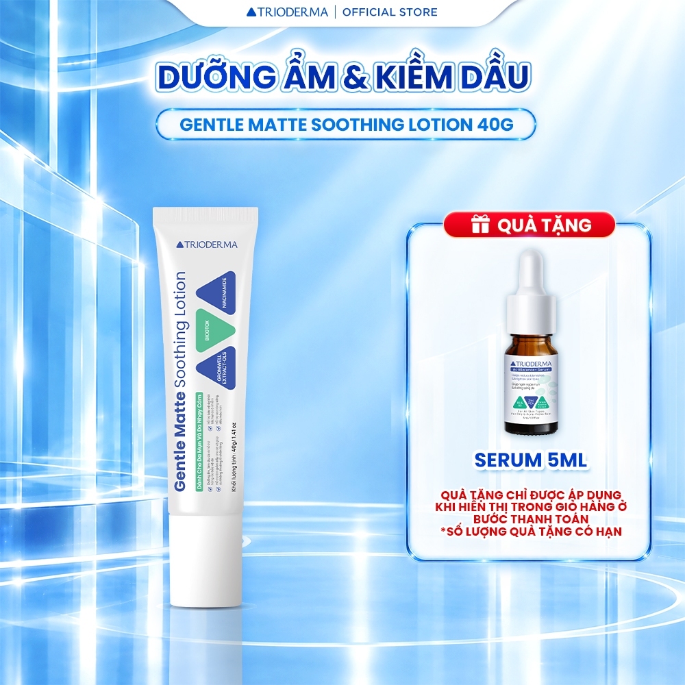Lotion Dưỡng Ẩm, Kiềm Dầu Dành Cho Da Mụn Nhạy Cảm Trioderma Gentle Matte Soothing Lotion 40g