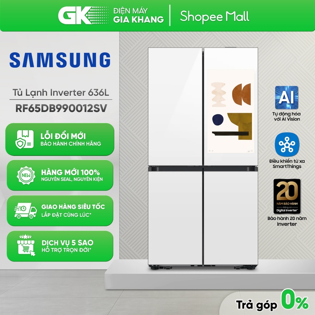 RF65DB990012SV | Tủ Lạnh 4 Cửa SAMSUNG Bespoke AI Màn Hình Family Hub™+ 32 Inch 636L (Trắng) RF65DB990012 [Freeship HCM] | Shopee Việt Nam