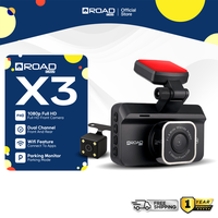 [Free Memory Card] RoadCam X3 WiFi Version Budget Dash Cam Dual-Channel Recording 1080P Full HD Front & Rear with Reverse feature Phone App Enabled