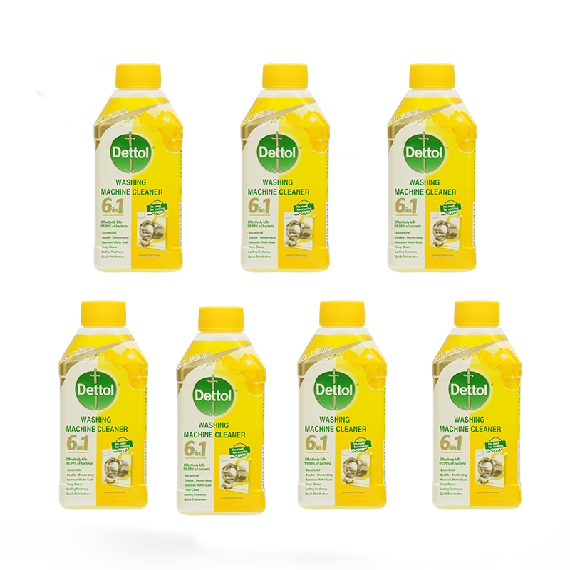Dettol 5-in-1 Lemon Washing Machine Cleaner 250ml for Deep Drum Cleaning and Fresh Scent Care
