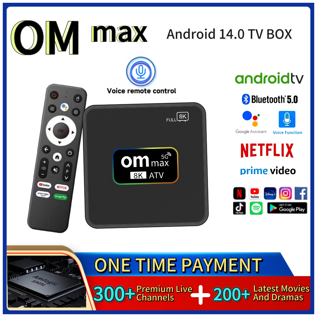 2026 New OM MAX Global Android 14.0 TV Box R69 Support 4K RK3518 Bluetooth 5.0 WIFI 6 RAM 8GB ROM 128GB Multi Language Smart TV BOX