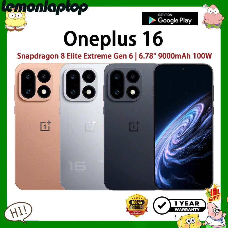 Oneplus 16 Snapdragon 8 Elite Extreme Gen 6 6.78inch LTPO AMOLED 1272 x 2772 pixels 9000mAh 100W Dual SIM Oneplus16