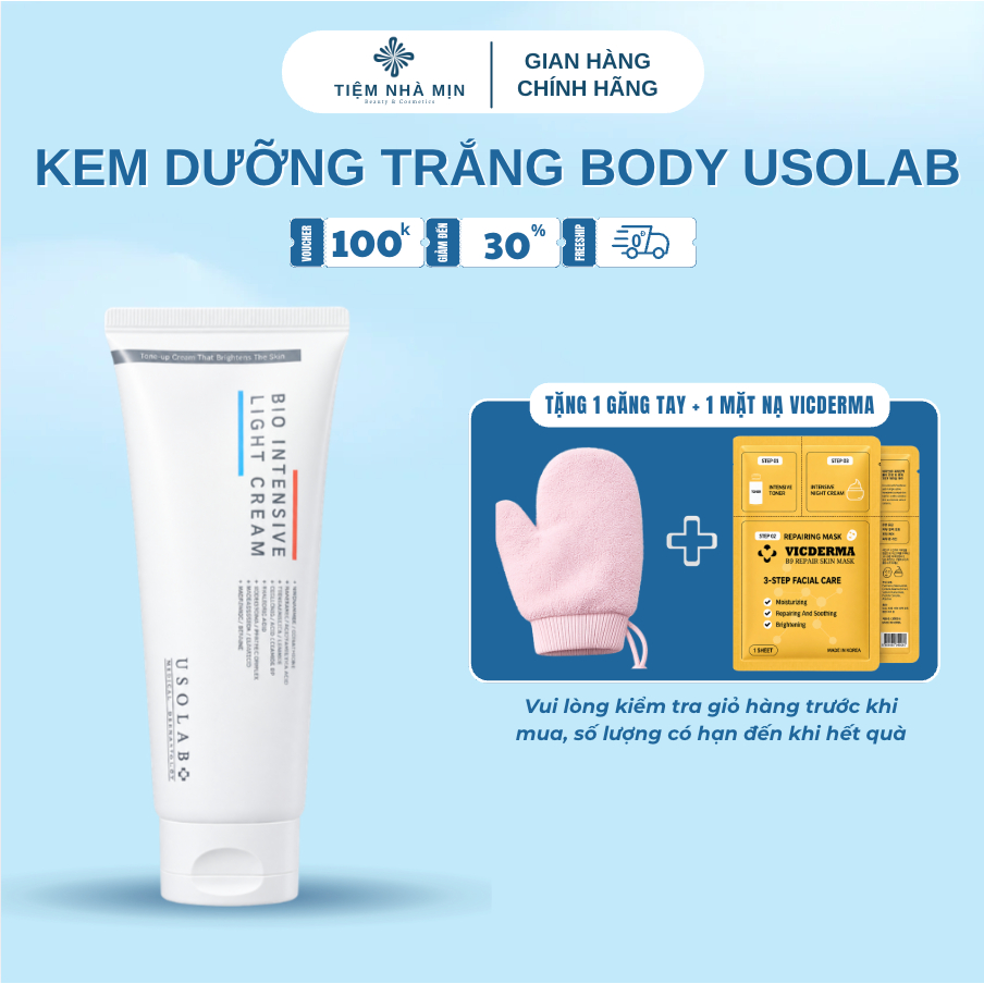 Kem Dưỡng Trắng Da Body Usolab Bio Intensive Light Cream Hỗ Trợ Làm Trắng, Đều Màu Da, Loại Bỏ Đốm Nâu 50ml