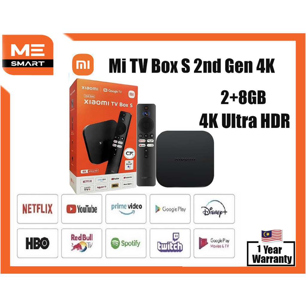 Xiaomi Mi Box S 2nd Gen Android TV 2+8GB TV Box S 4K HDR Streaming Media Player Android TV Patchwall Google TV Mibox