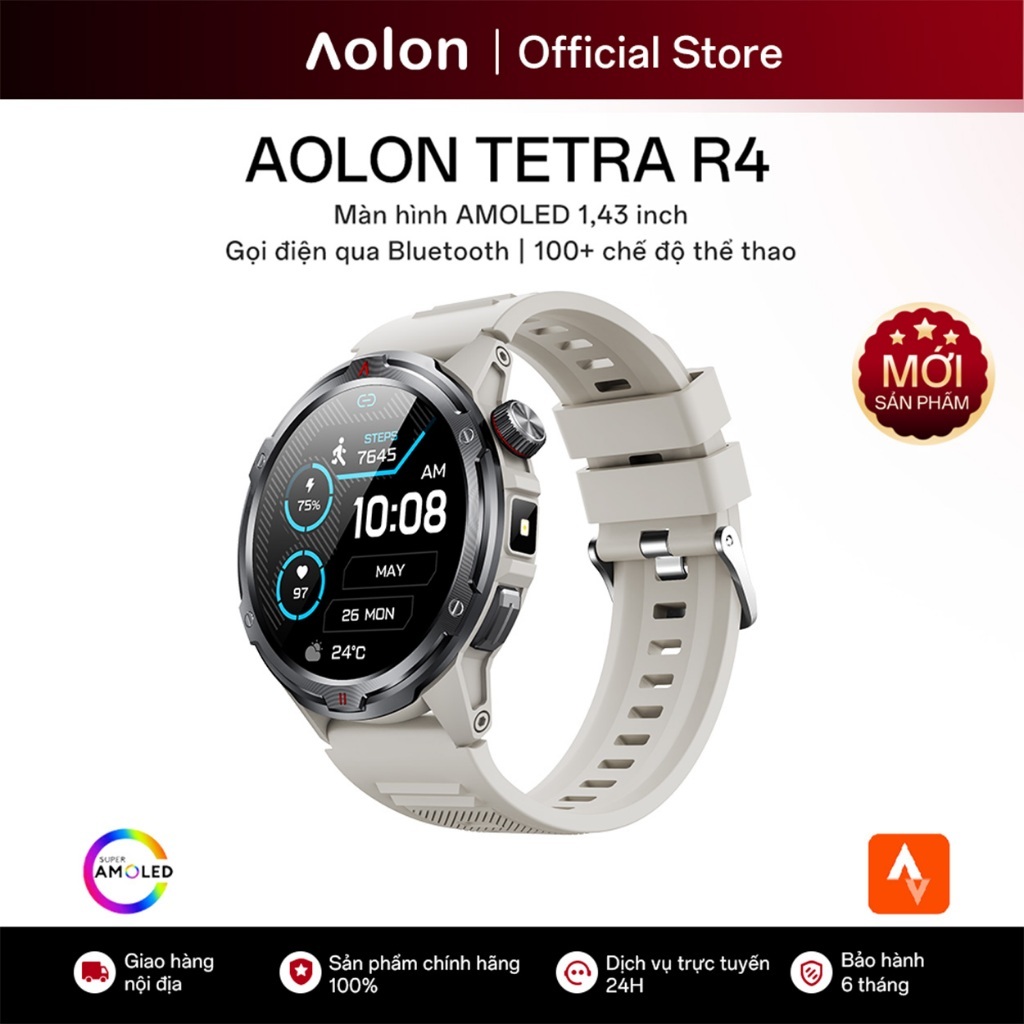 AOLON TETRA R4 đồng hồ thông minh Bluetooth | AGPS | Strava | AMOLED | bộ sản phẩm thời trang