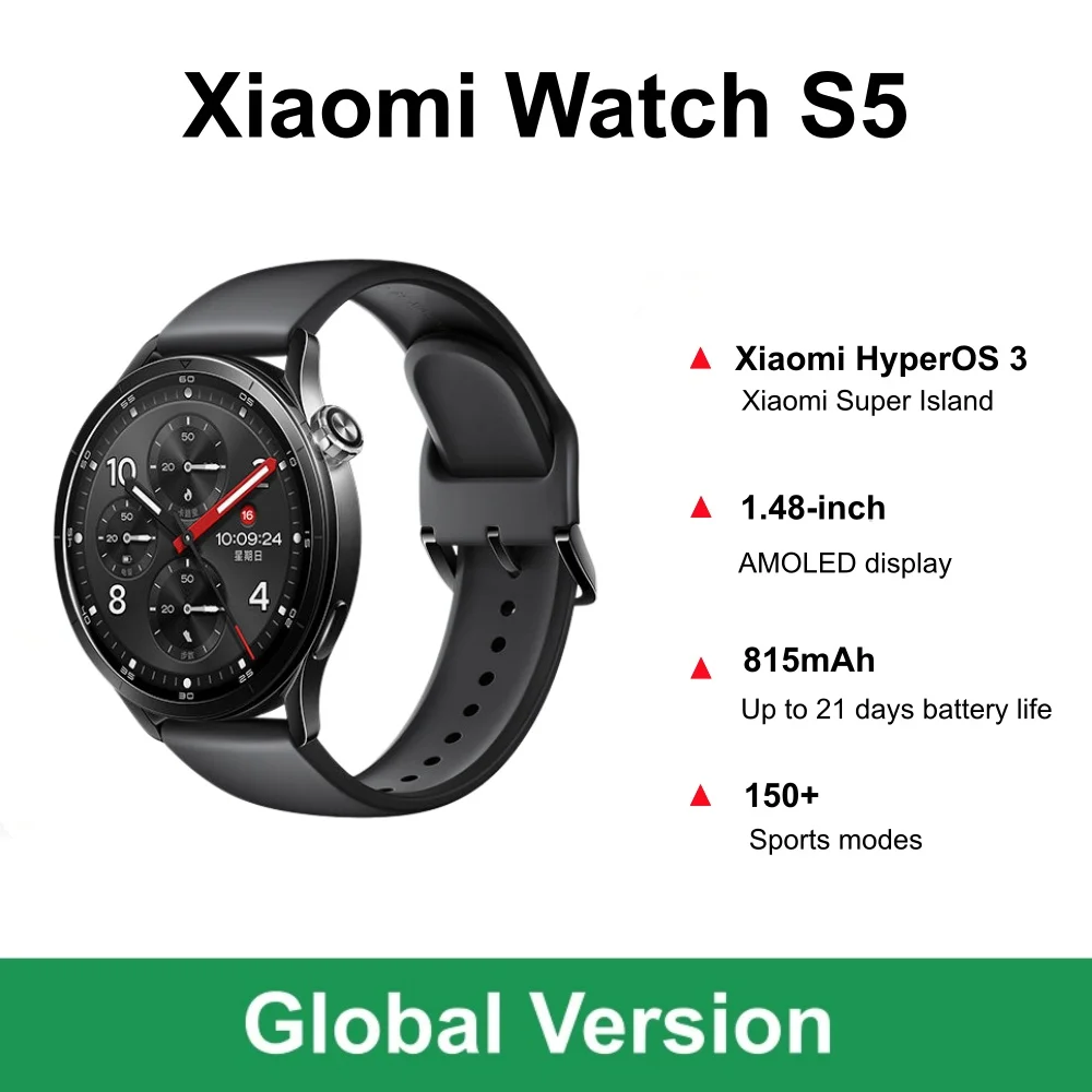 Xiaomi | Global Version Xiaomi Watch S5 Smartwatch 1.48" AMOLED Screen 21 Days Battery Life All Day Health Monitoring 150+ Sports Modes