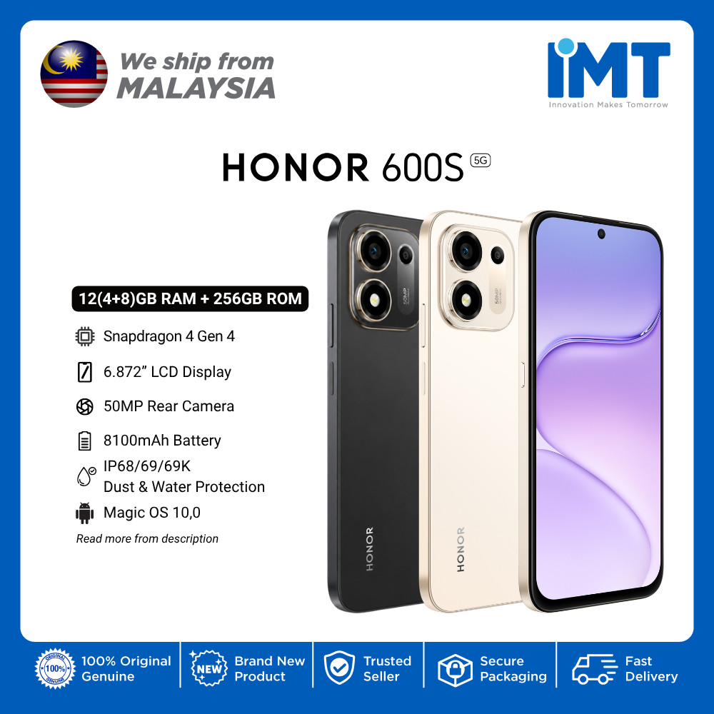 Honor 600s 5G Smartphone | Qualcomm Snapdragon 4 Gen 4 Mobile Platform | 6.87" TFT LCD Display | 8100mAh Battery