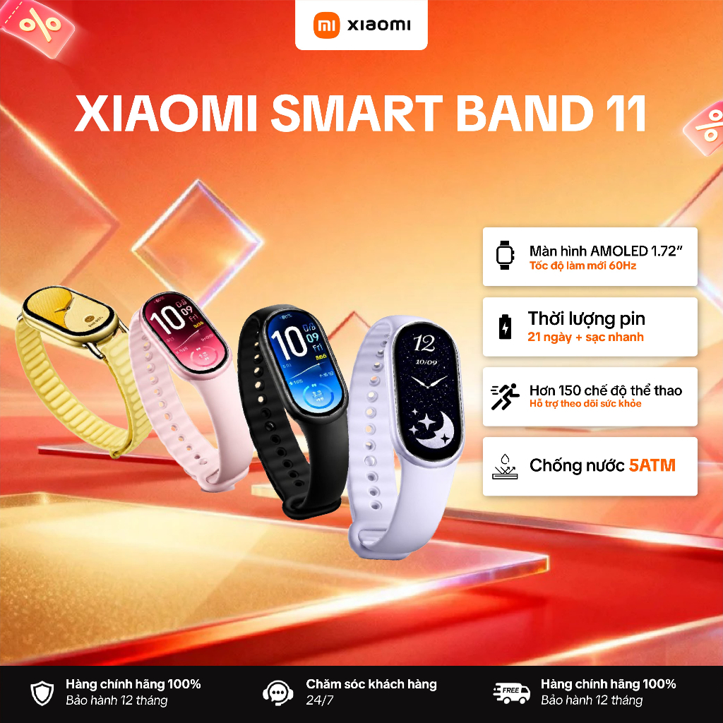 Vòng Đeo Tay Thông Minh Xiaomi Smart Band 11 | Màn Hình AMOLED 1.72" | Chống Nước 5ATM | BH 12 Tháng