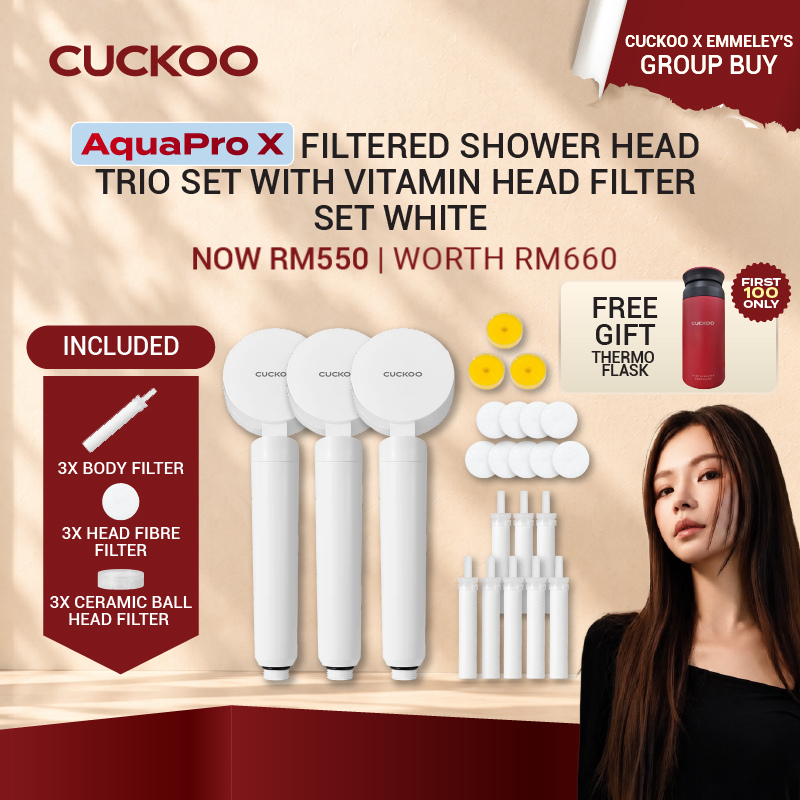 [EMMELEY's PICK] CUCKOO AquaPro X Filtered Shower Head Set (White) Vitamin TRIO set