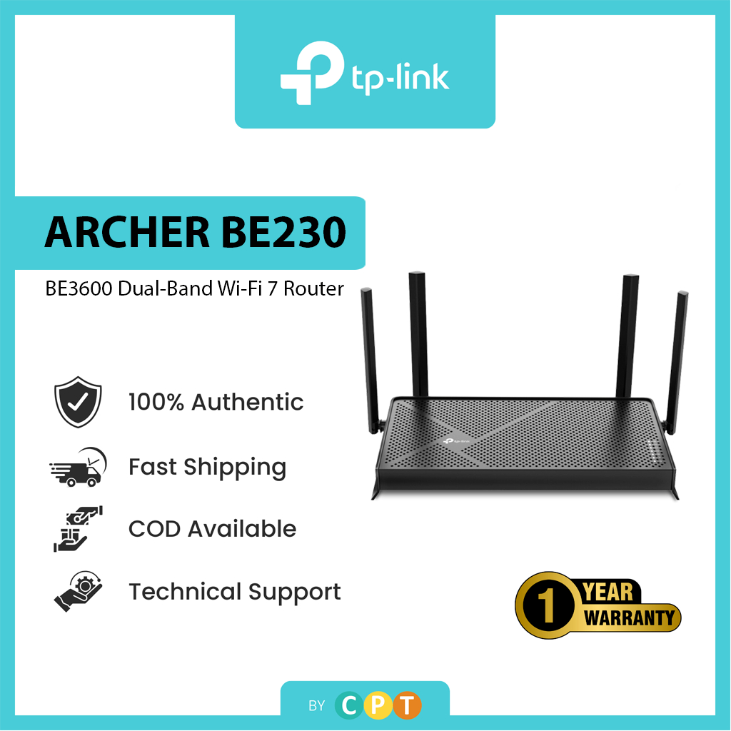 TP-Link Archer BE230 BE3600 3.6 Gbps Dual-Band Wi-Fi 7 2.5G Multi-Gig Port Router